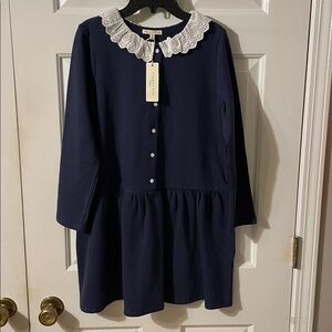 NWT Girls Youth Copper Key Dress Size‎ 16 XL  Navy with White Collar. $56